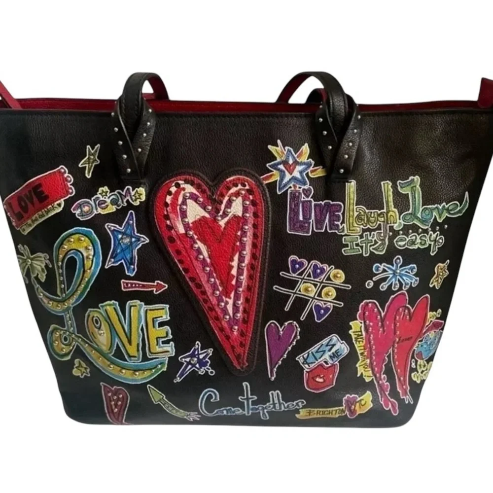 Retired Brighton fashionista leather hearts love‎ tote bag
